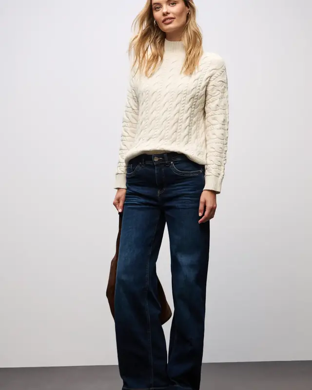 Street One Jumper met Kabelpatroon - Soft Beige