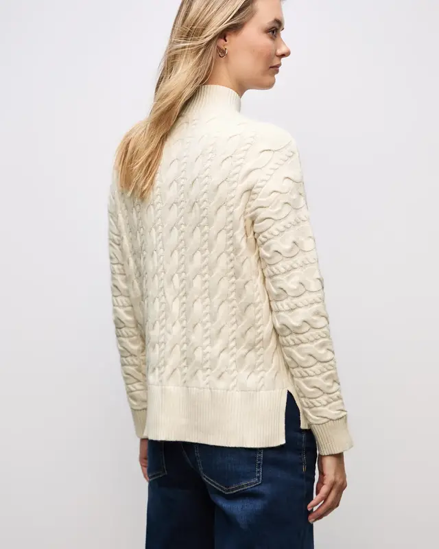 Street One Jumper met Kabelpatroon - Soft Beige
