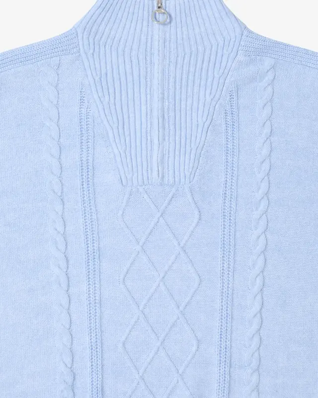 Cecil Trui met Troyer Kraag - Sporty Light Blue Melange