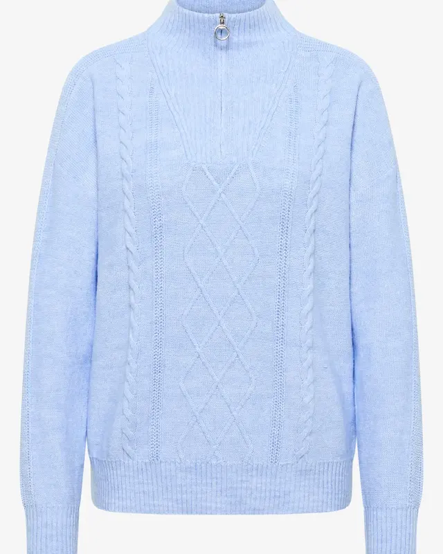 Cecil Trui met Troyer Kraag - Sporty Light Blue Melange