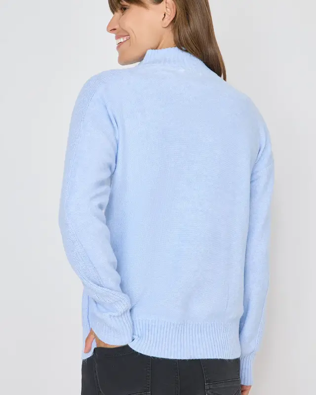 Cecil Pullover mit Troyerkragen - Sporty Light Blue Melange