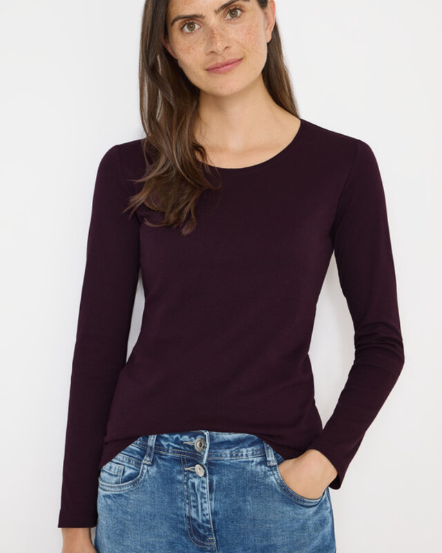 Cecil Basic Shirt Lange Mouwen Pia - Eggplant Red