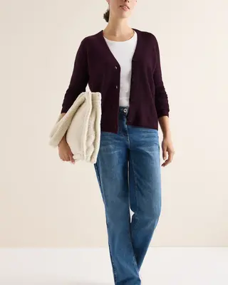 Cecil Vest met Structuurdetails - Eggplant Red