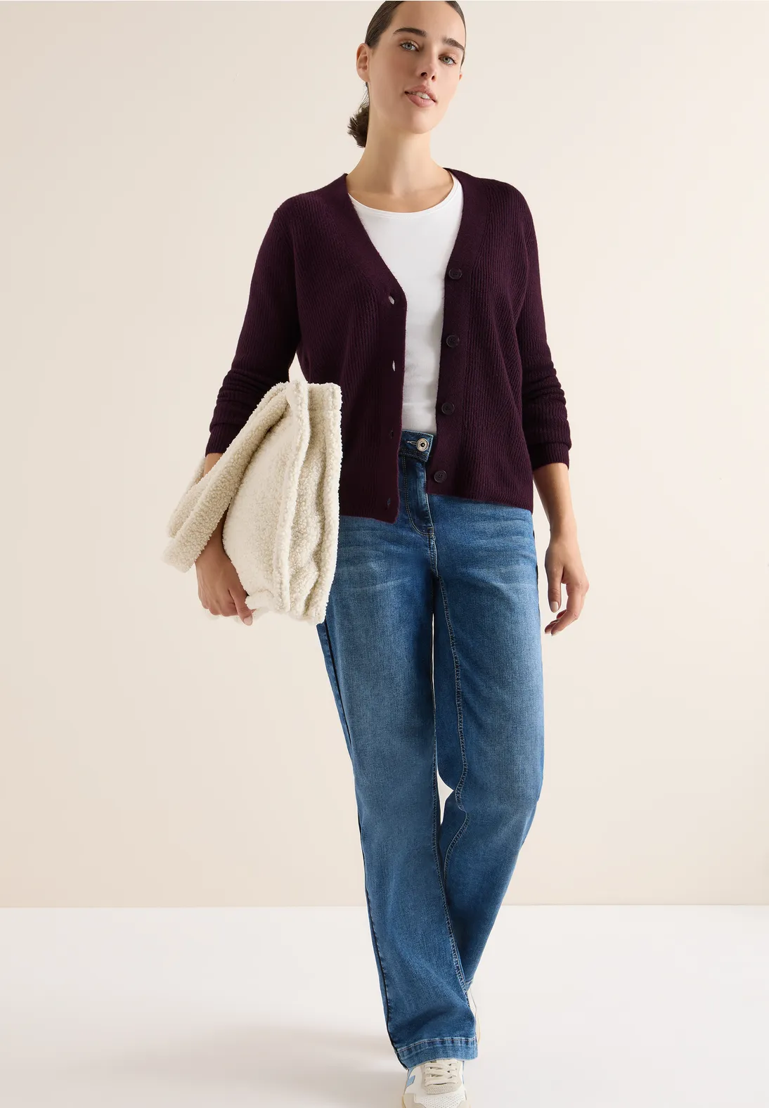 Cecil Cardigan mit Strukturdetail - Eggplant Red