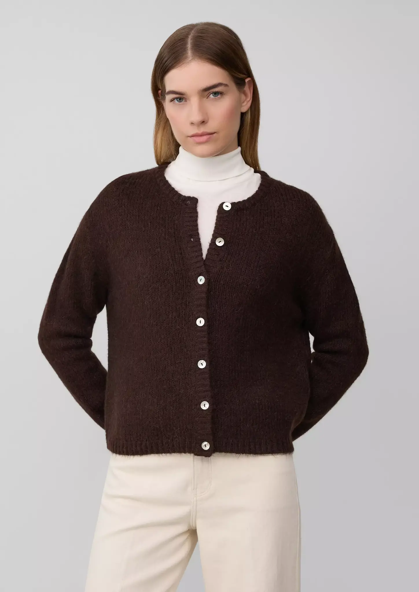 S. Oliver Cardigan, Alpacamix - Dark Brown | - Cotton Blues