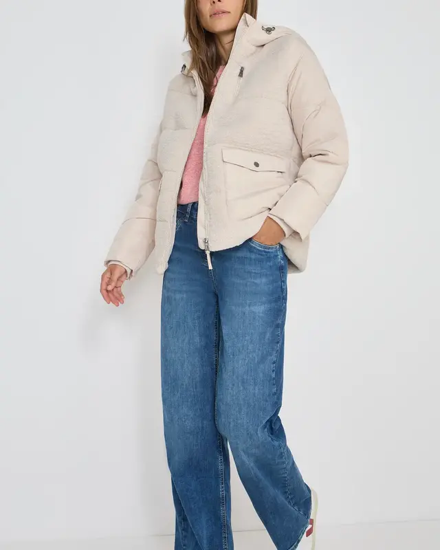 Cecil Teddy Jacke mit Strukturmix - Teddy Vanilla White