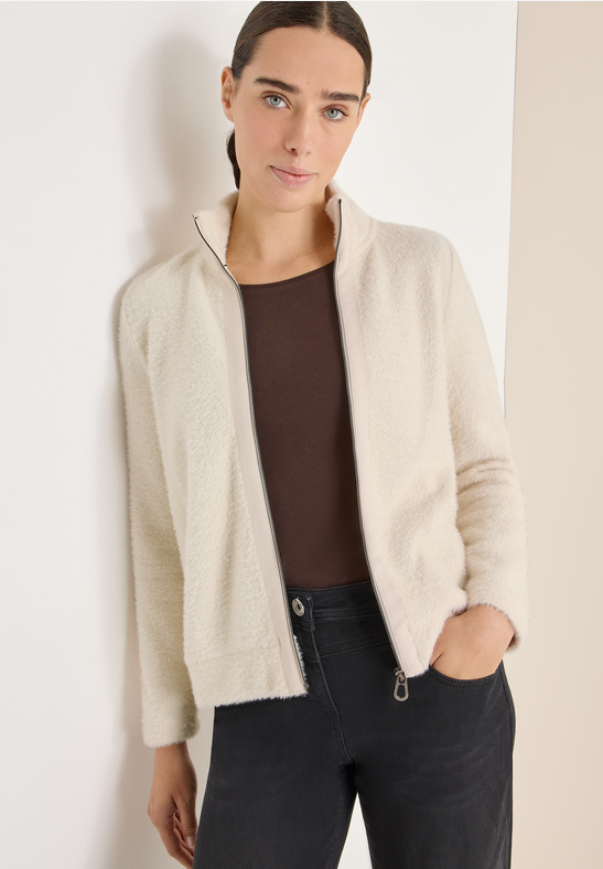 Cecil Federgarn Cardigan - Light Greige