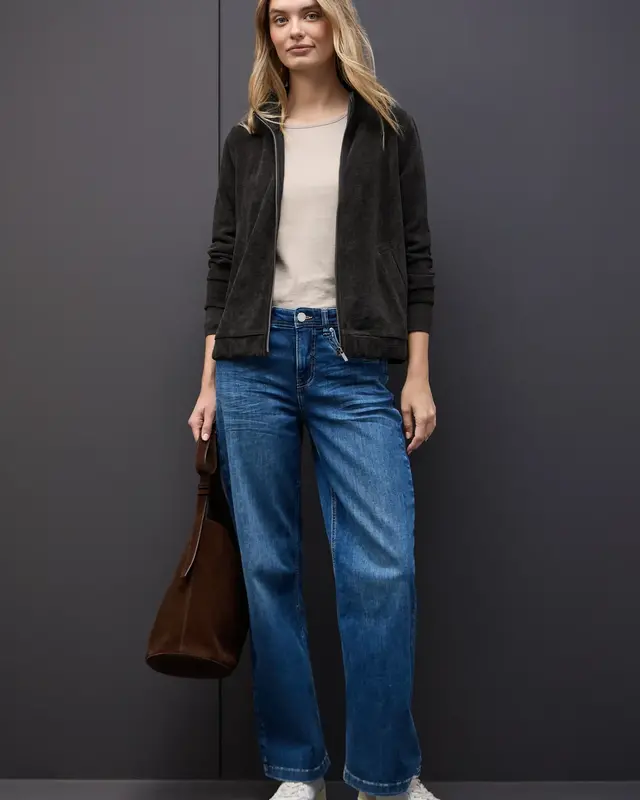 Street One Gestructureerd Vest met Ritssluiting - Darkest Brown