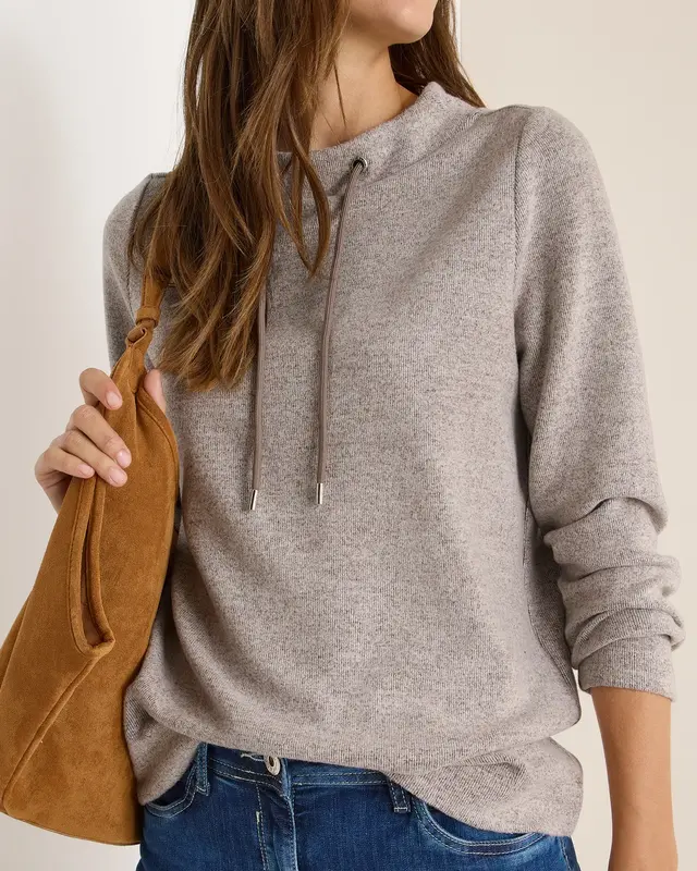 Cecil Melange Rib Funnel Neck - Chocolate Mousse Melange