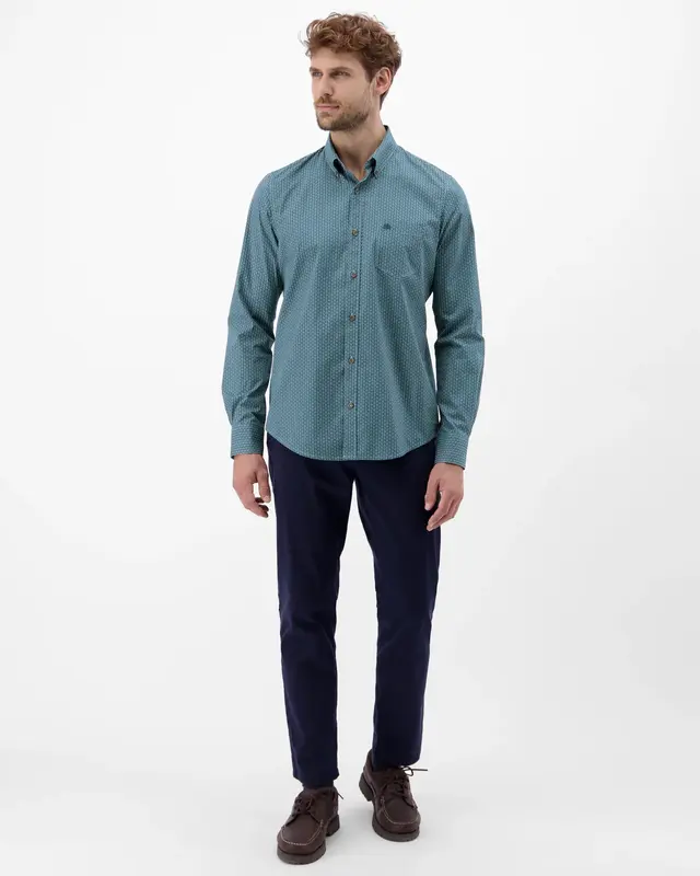 Lerros Ornament Print Overhemd - Fjord Blue