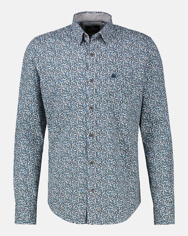 Lerros Hemd Modern Muster - Fjord Blue
