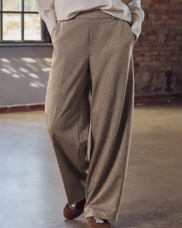 Street One Studio Wide Leg Melange Pants - Rustic Brown Melange