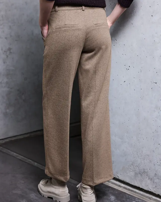 Street One Studio Wide Leg Melange Hose - Rustic Brown Melange