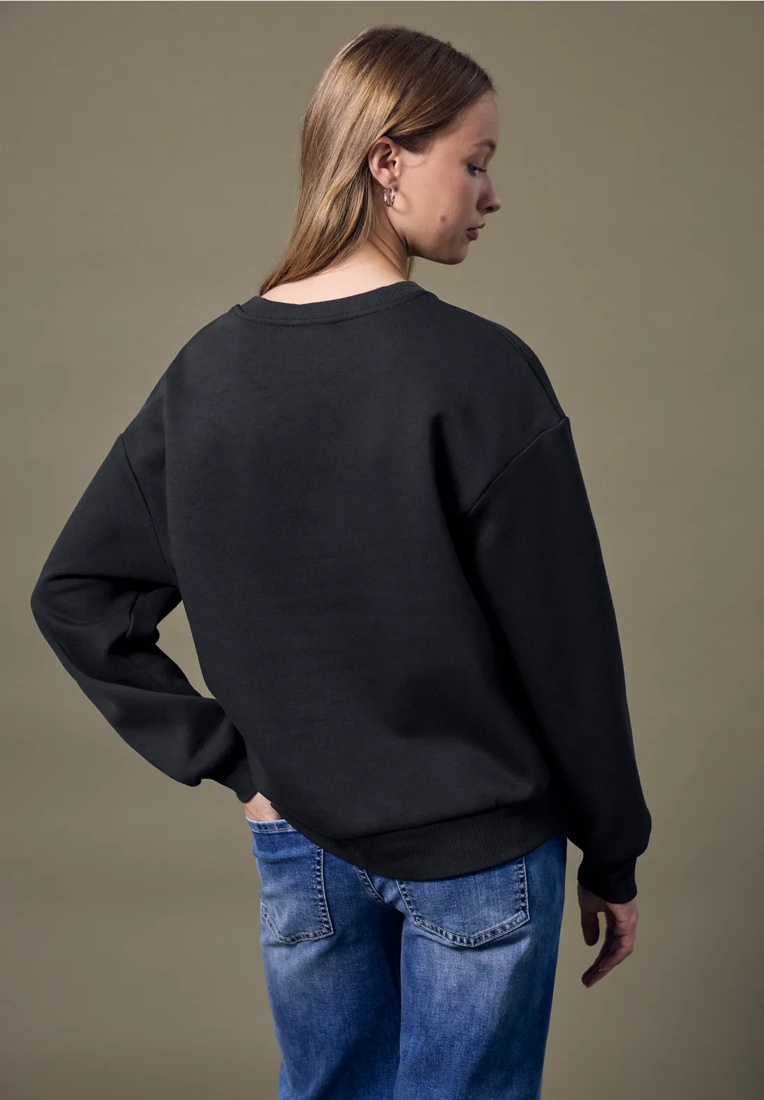 Street One Studio Sweater, Loose Fit Black Cotton Blues