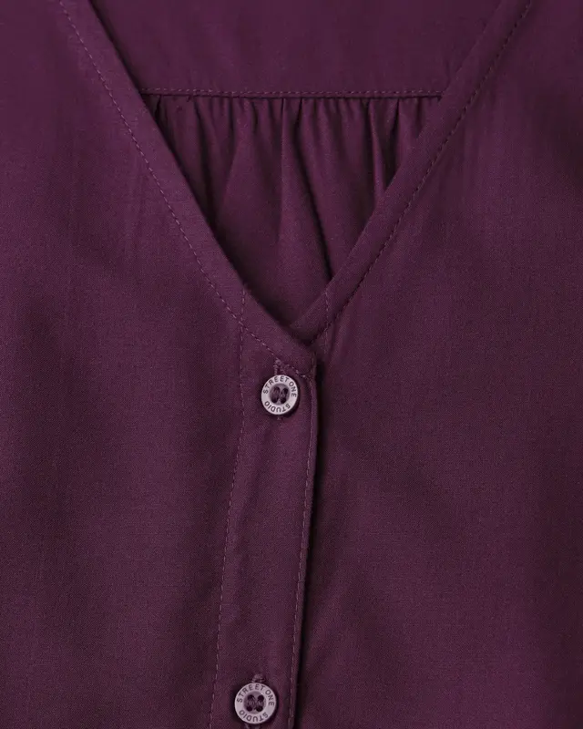 Street One Studio V-Neck Blouse with Buttons - Royal Plum