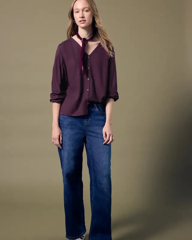 Street One Studio V-Neck Bluse mit Knöpfen - Royal Plum