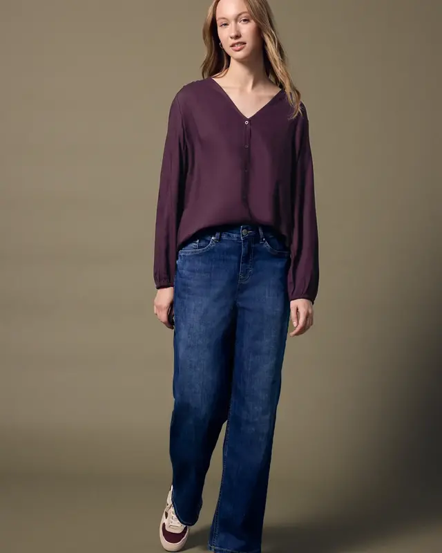 Street One Studio V-Neck Blouse with Buttons - Royal Plum