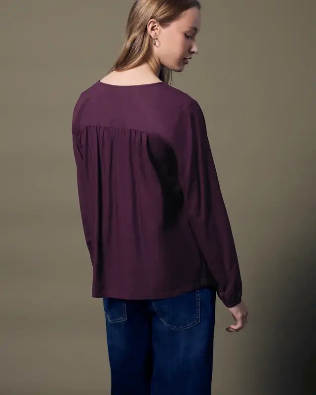 Street One Studio V-Neck Bluse mit Knöpfen - Royal Plum