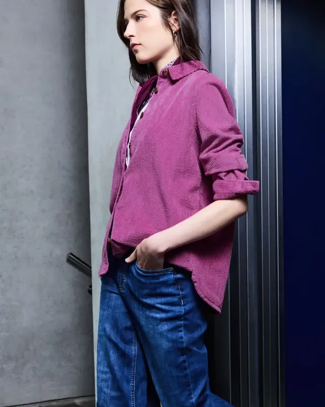 Street One Studio Cord-Hemdbluse - Floral Pink