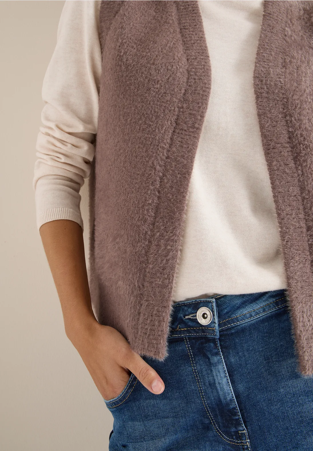 Cecil Open Gilet van Verengaren - Chocolate Mousse Melange