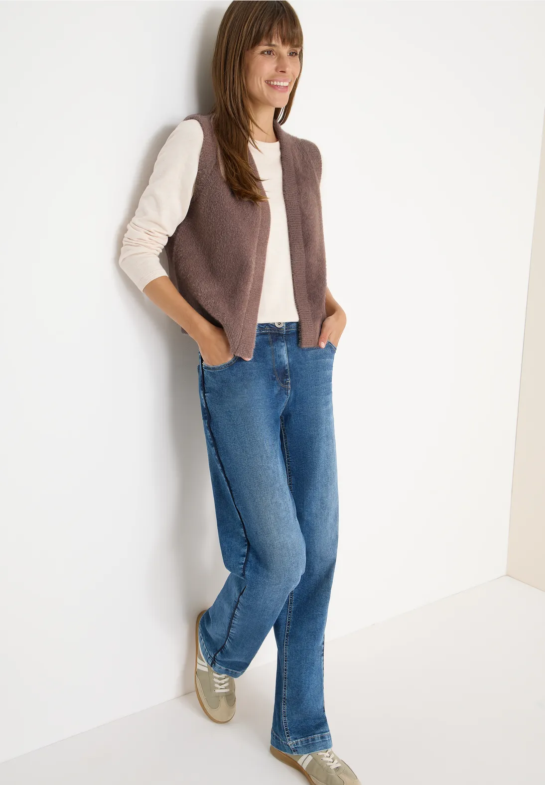 Cecil Open Gilet van Verengaren - Chocolate Mousse Melange