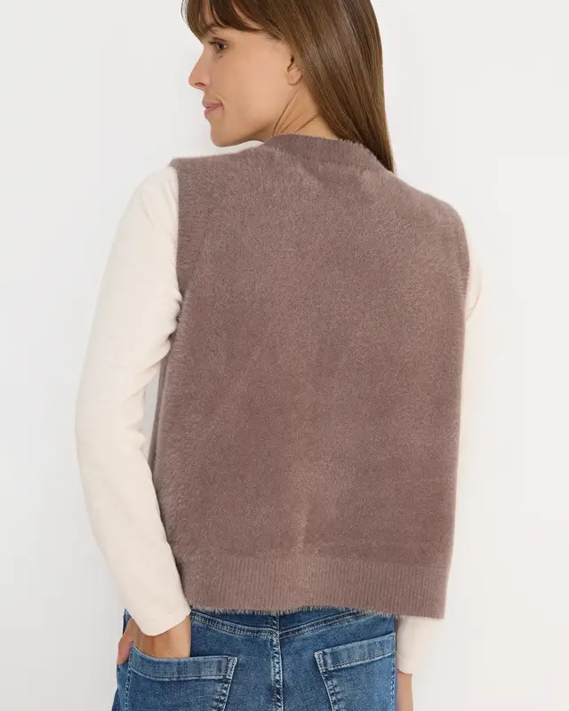 Cecil Sleeveless Featheryarn Cardigan - Chocolate Mousse Melange