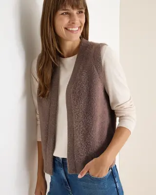 Cecil Sleeveless Featheryarn Cardigan - Chocolate Mousse Melange