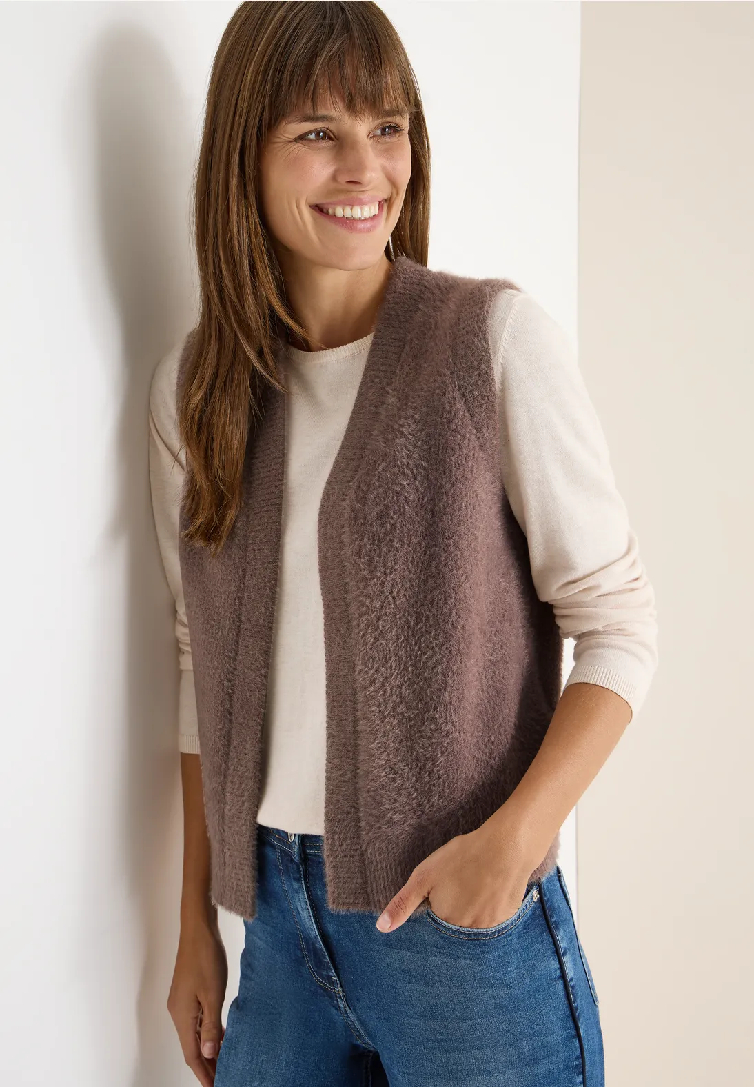 Cecil Open Gilet van Verengaren - Chocolate Mousse Melange