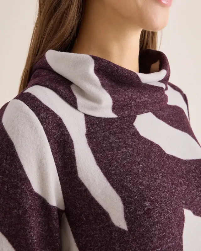 Cecil Kuscheliges Shirt mit Muster - Eggplant Red Melange