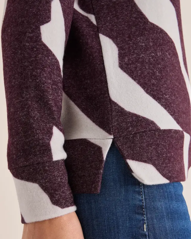 Cecil Kuscheliges Shirt mit Muster - Eggplant Red Melange