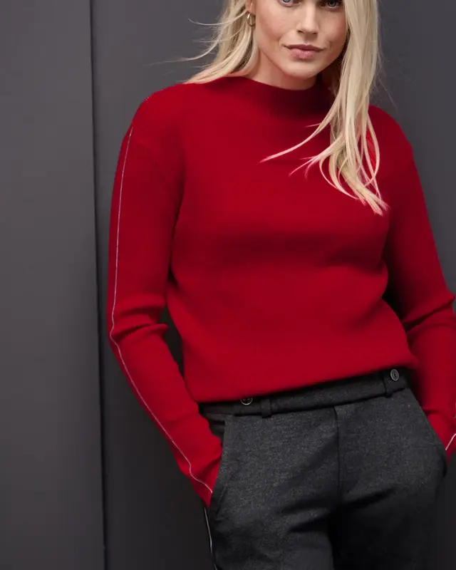 Street One Jumper with Rib Structure - Racing Red