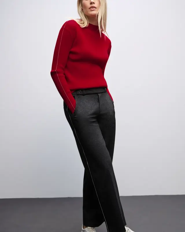 Street One Jumper with Rib Structure - Racing Red