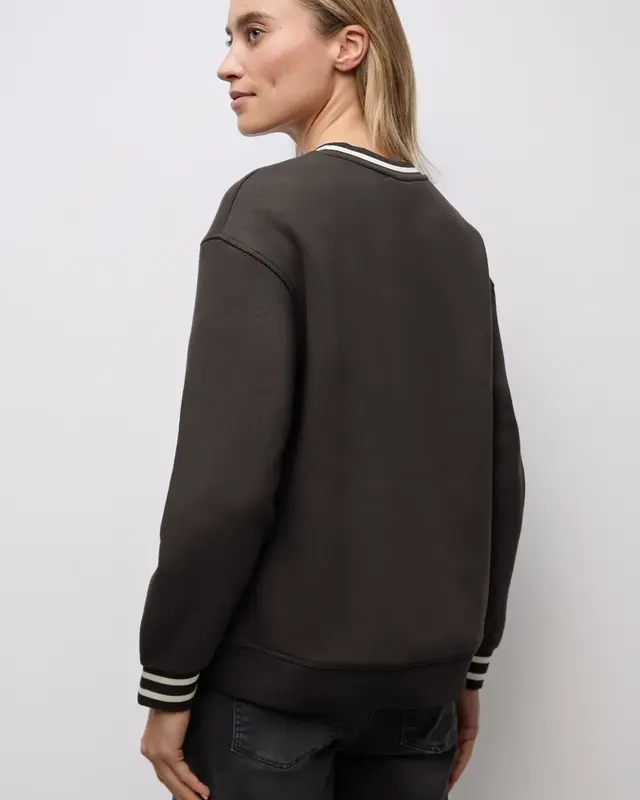 Street One Loose Fit Print Sweatshirt - Darkest Brown