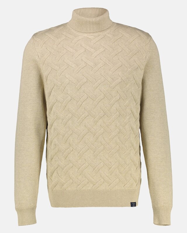 Lerros Turtleneck Jumper with Pattern - Tender Beige Melange
