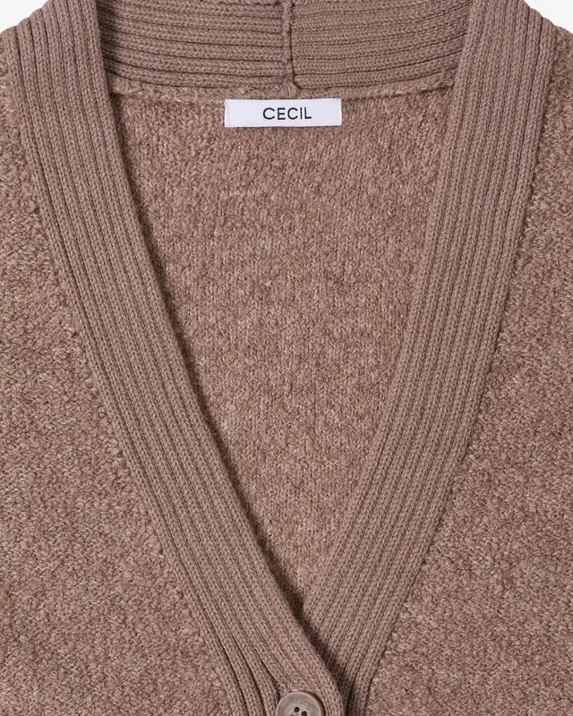 Cecil Softer Bouclé Cardigan - Chocolate Mousse Melange