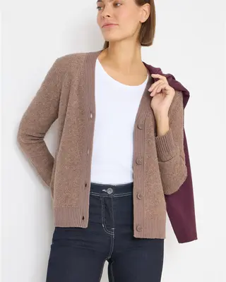 Cecil Bouclé Cardigan - Chocolate Mousse Melange