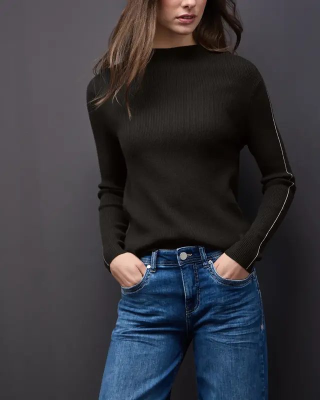 Street One Pullover in Rippstruktur - Darkest Brown