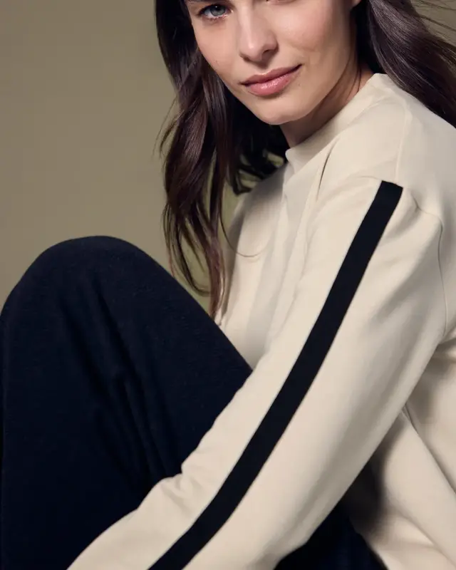 Street One Studio Shirt mit Akzentstreifen - Soft Fawn Beige