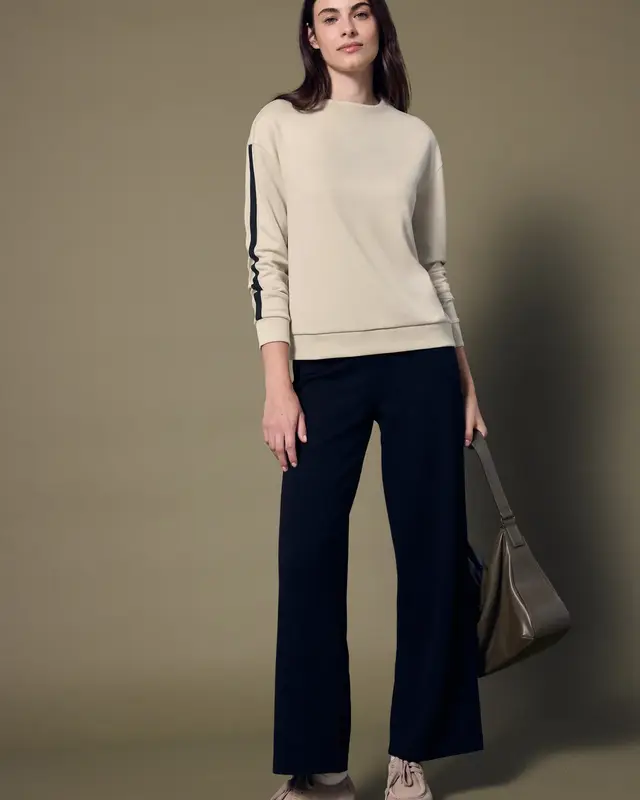 Street One Studio Shirt with Accent Stripes - Soft Fawn Beige