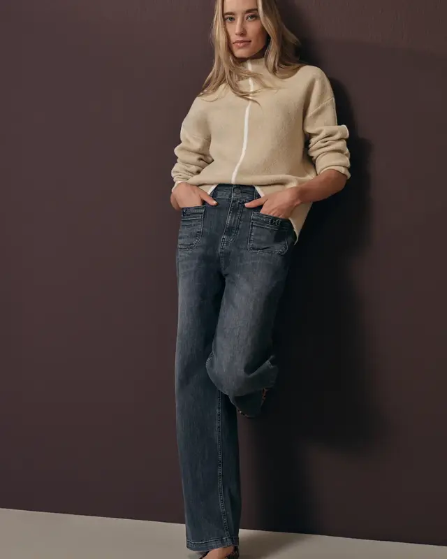 Street One Jumper with Contrast Detail - Sanded Beige Melange