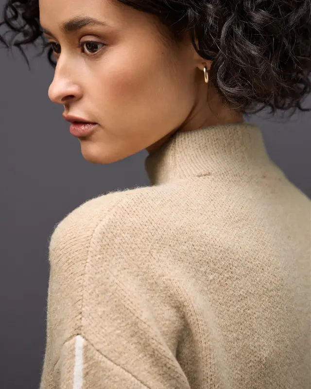 Street One Jumper with Contrast Detail - Sanded Beige Melange