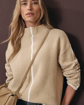 Street One Pullover mit Kontrastdetails - Sanded Beige Melange