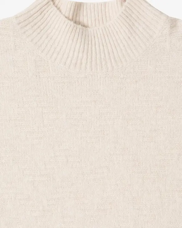 Cecil Softer Jacquard Pullover - Oat Milk Beige Melange