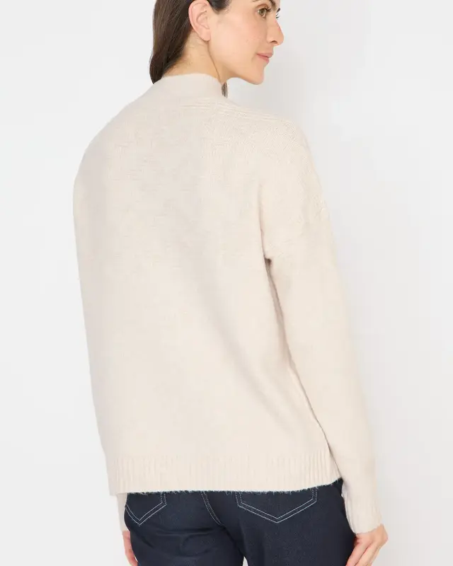 Cecil Softer Jacquard Pullover - Oat Milk Beige Melange