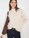 Cecil Softer Jacquard Pullover - Oat Milk Beige Melange