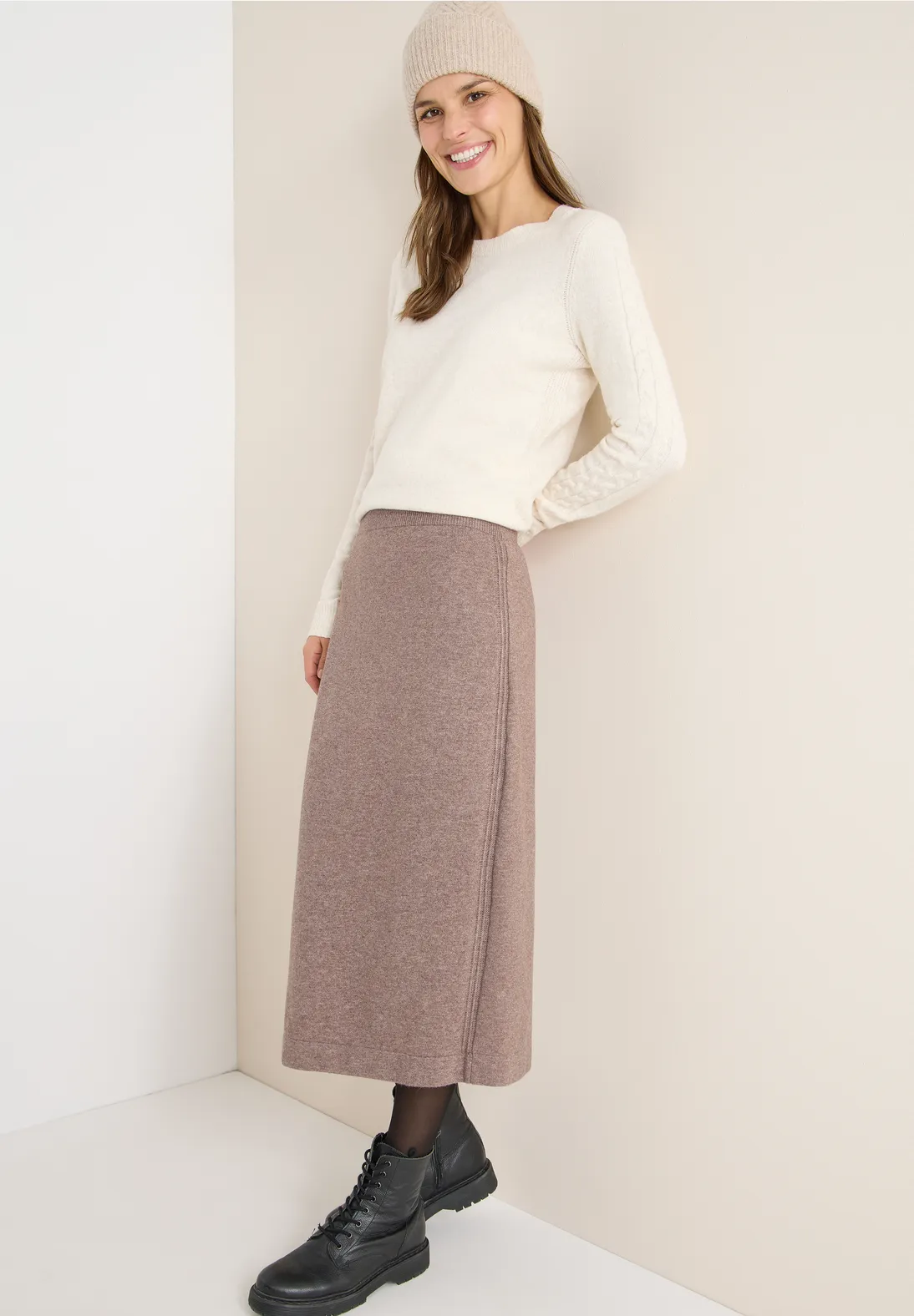 Cecil Skirt with Structured Details - Chocolate Mousse Melange