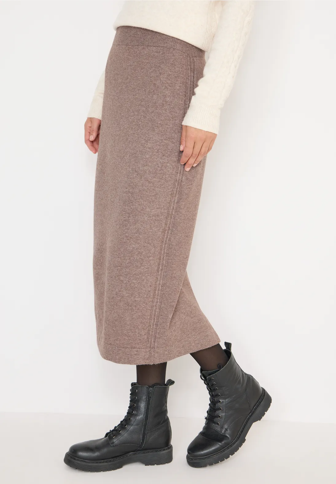 Cecil Skirt with Structured Details - Chocolate Mousse Melange