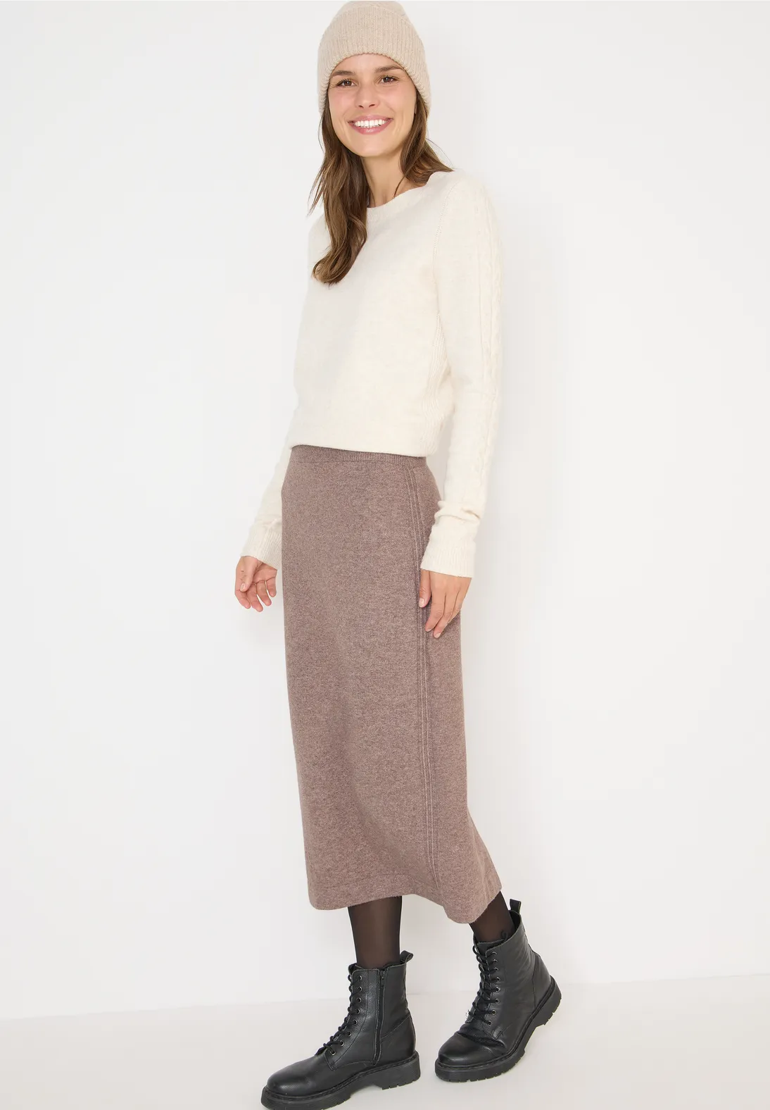 Cecil Skirt with Structured Details - Chocolate Mousse Melange