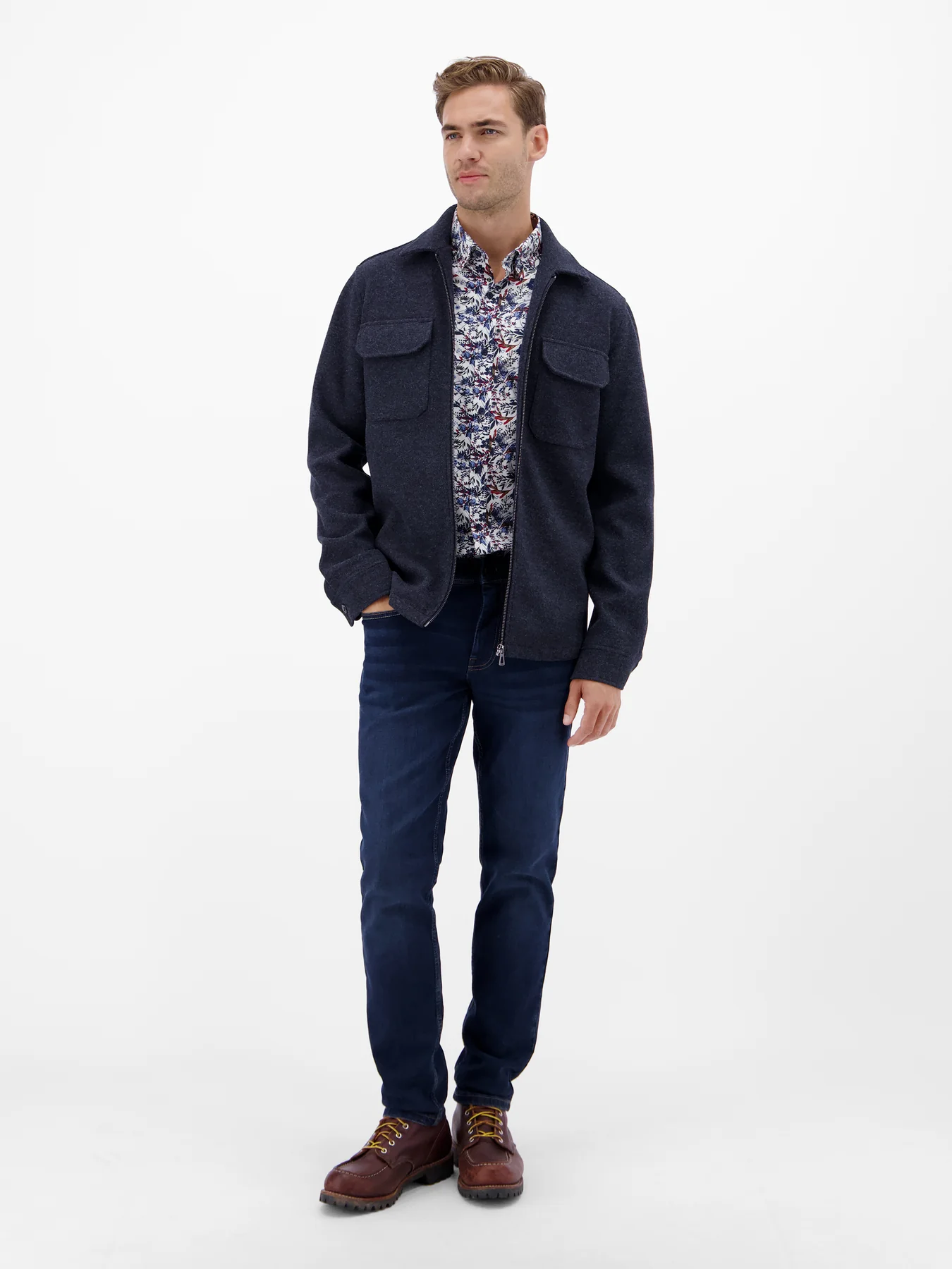 Lerros Poplin Shirt with Print - White