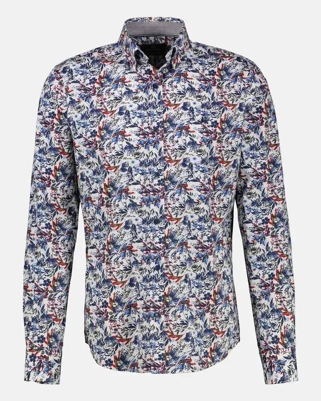 Lerros Poplin Hemd mit Print - White